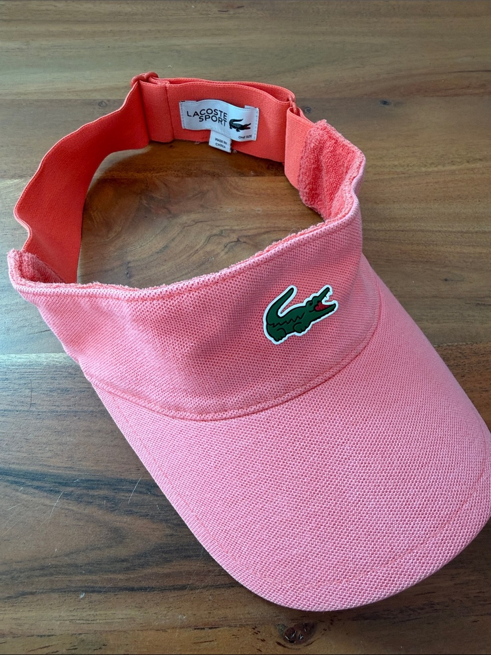 Lacoste Coral Pink Crocodile Patch Visor